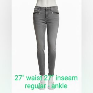 GAP Skinny Jeans 27" Waist 27" Inseam Grey Zip Pockets NWOT
